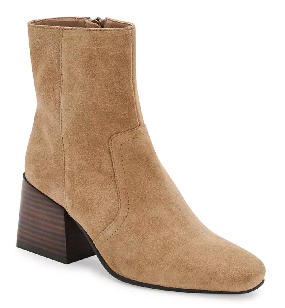 Blondo Salome Suede Boots 9.5 Tan NWOT Ankle Booties Waterproof Heel Capsule